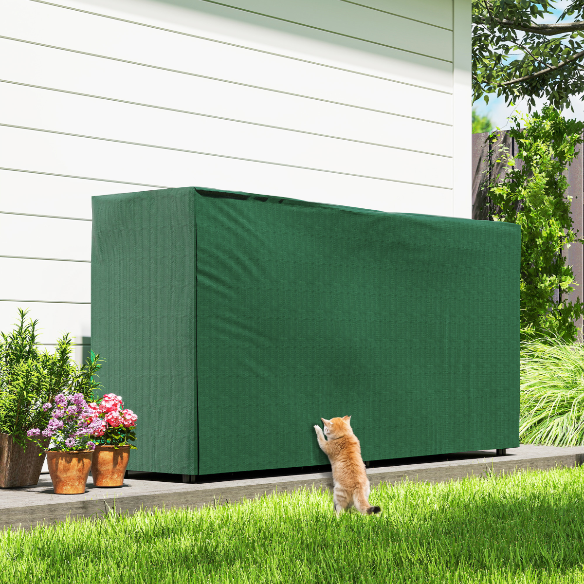 Outsunny Metal Firewood Rack with PE Cover, 0.6m³ Capacity – Outdoor Log Store, Dark Green