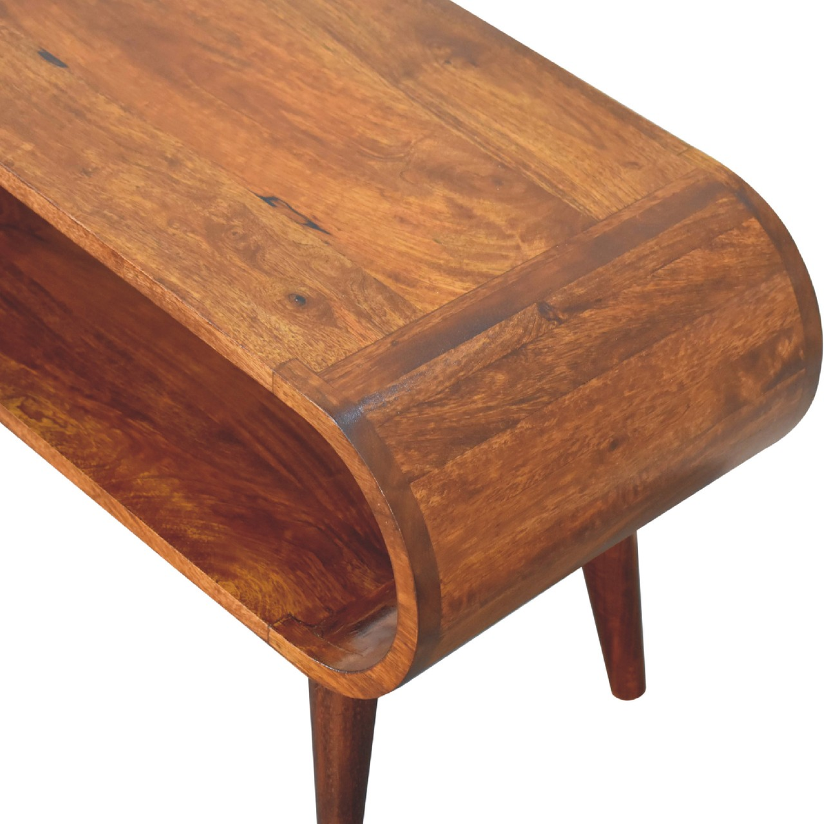 Artisan Furniture Solid Wood Amaya Nordic Style Coffee Table with Open Slot – Rounded Edges, Dark Brown