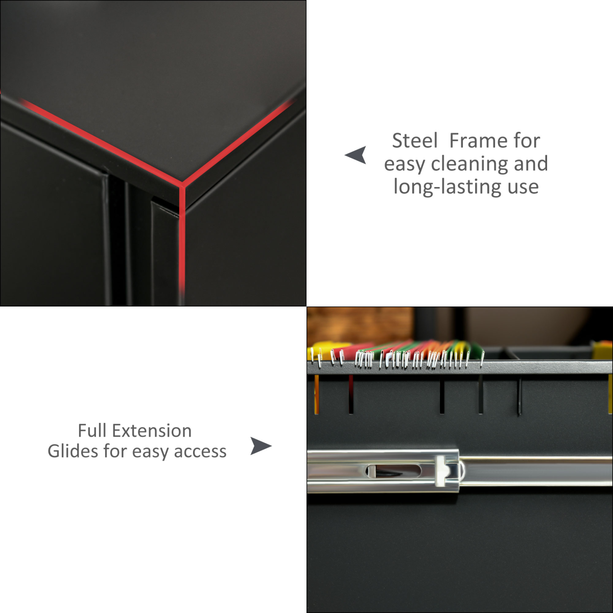 Vinsetto Mobile Lockable File Cabinet with Hanging File Rails & Partition – Under-Desk Storage, Black