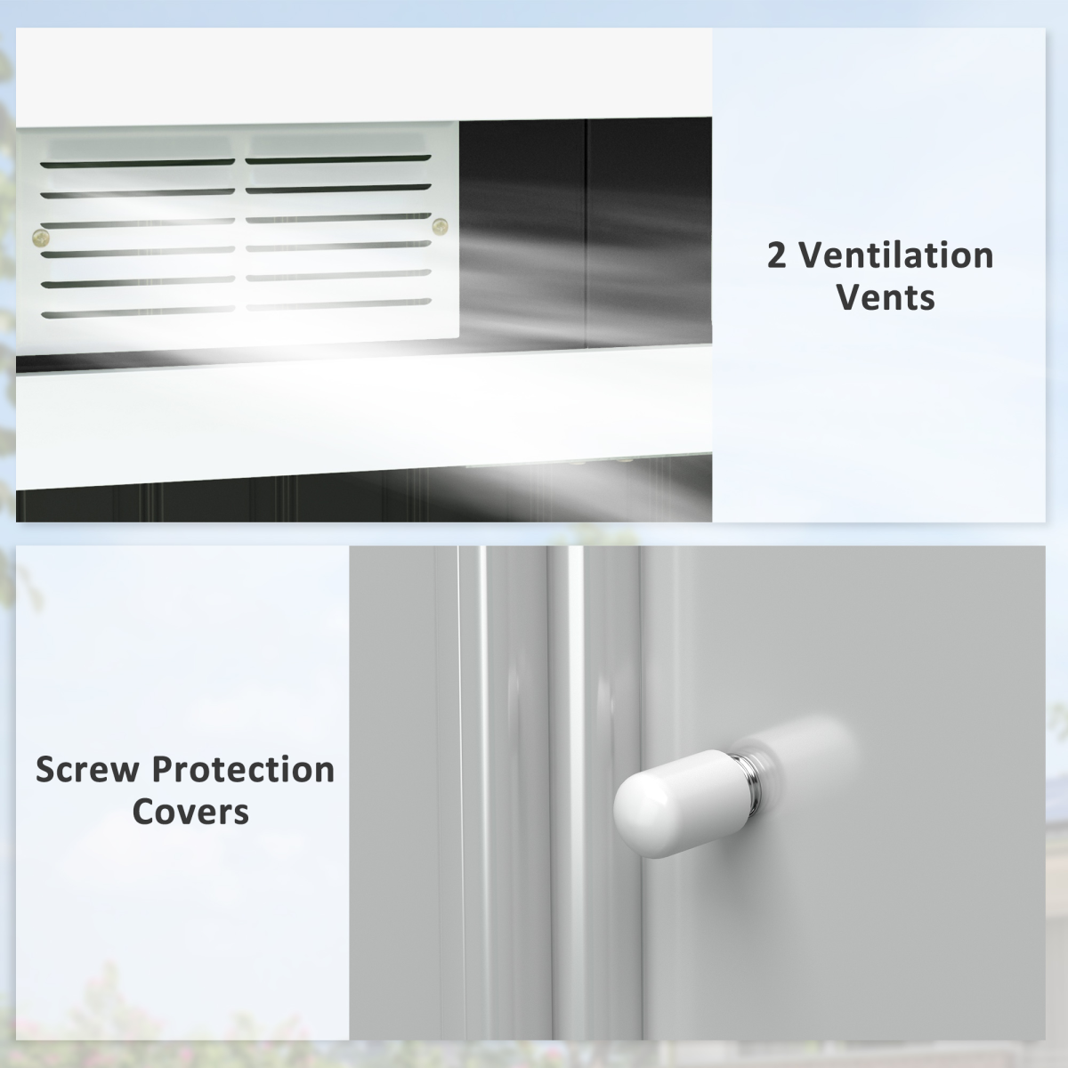 Outsunny 9 x 4ft Galvanised Steel Garden Storage Shed with 2 Sliding Doors & Ventilation Slots – Outdoor Tool Storage, Grey