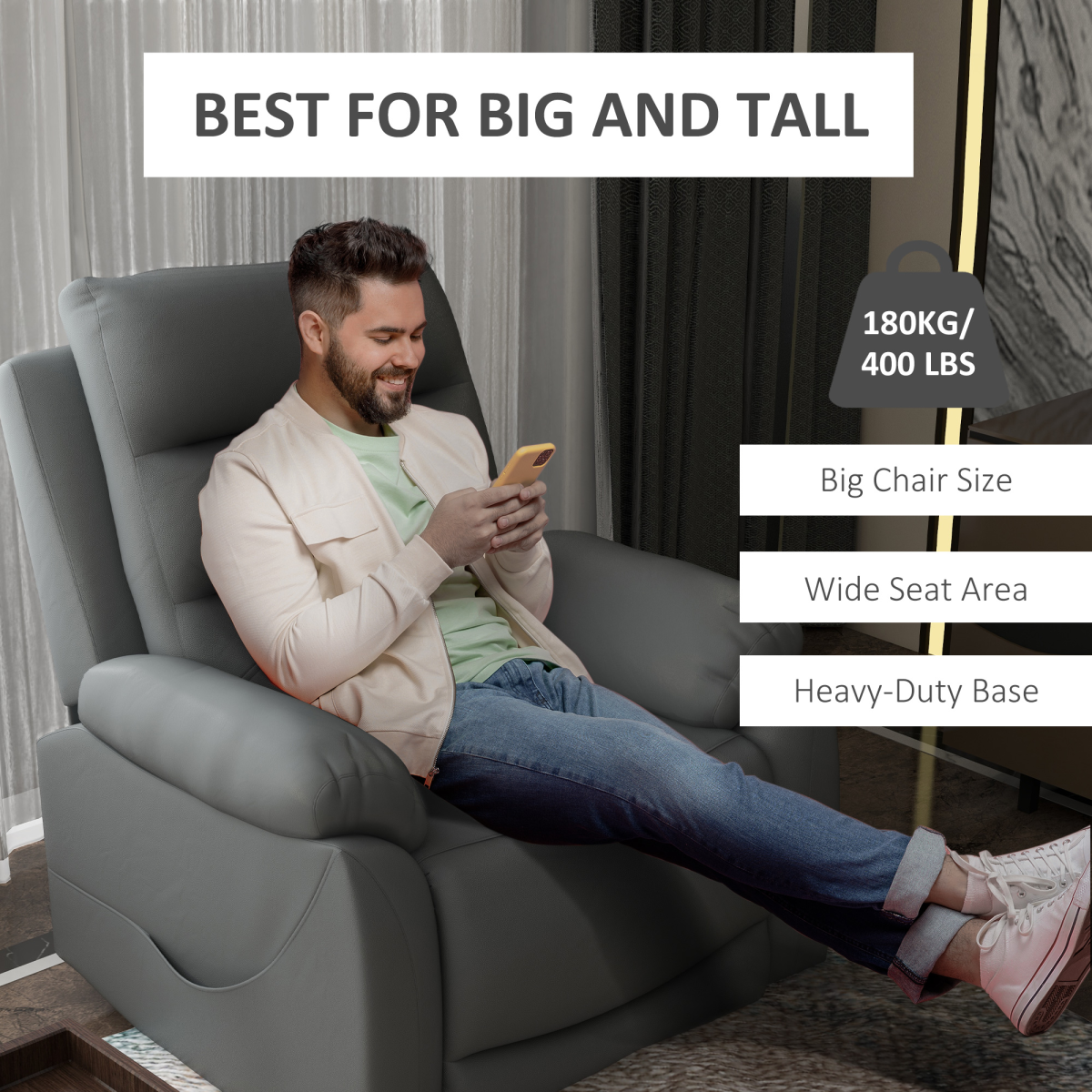 HOMCOM Power Lift Recliner Armchair with Electric Recline & Handset – Riser Chair, Grey