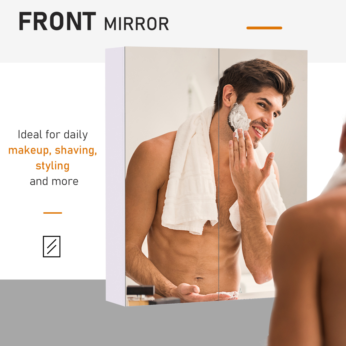 HOMCOM Wall-Mounted Mirror Cabinet with Adjustable Shelves – Bathroom Storage, 60 x 75cm