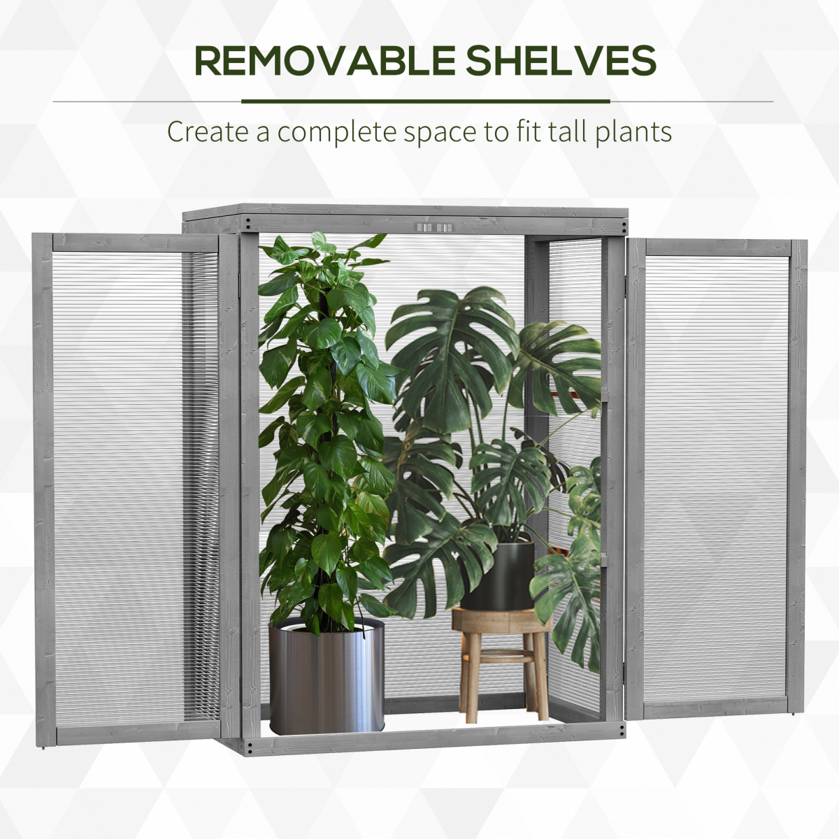 Outsunny 3-Tier Wooden Mini Greenhouse Cold Frame with Polycarbonate Panels & Flip-Top Lid – Plant Shelf