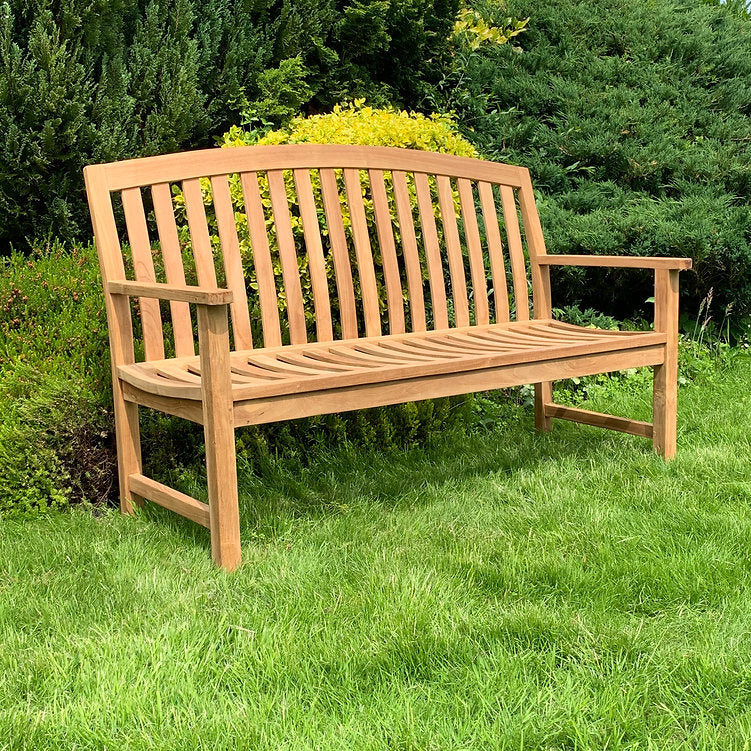 AcaciaHome Luxury Teak Wave Back 3 Seater Garden Bench, 150cm – Outdoor and Indoor Seating