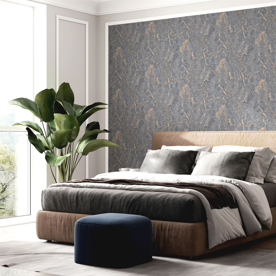 Arthouse Dark Mineral Wallpaper with Realistic Carved Markings – Dramatic Paste the Paper Feature Wall, Grey