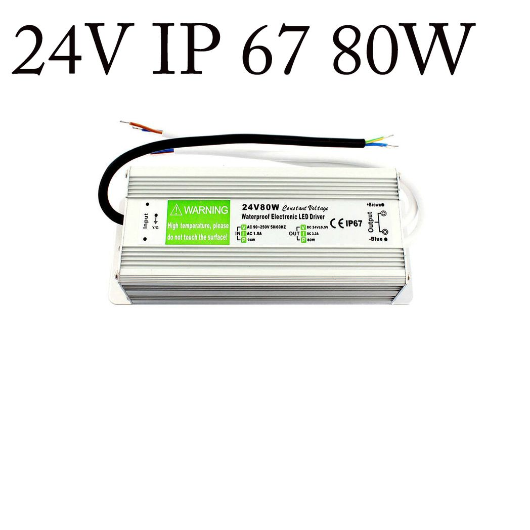 LEDSON 24V DC 80W Waterproof LED Driver with IP67 Protection – Constant Voltage Power Supply for LED Strips