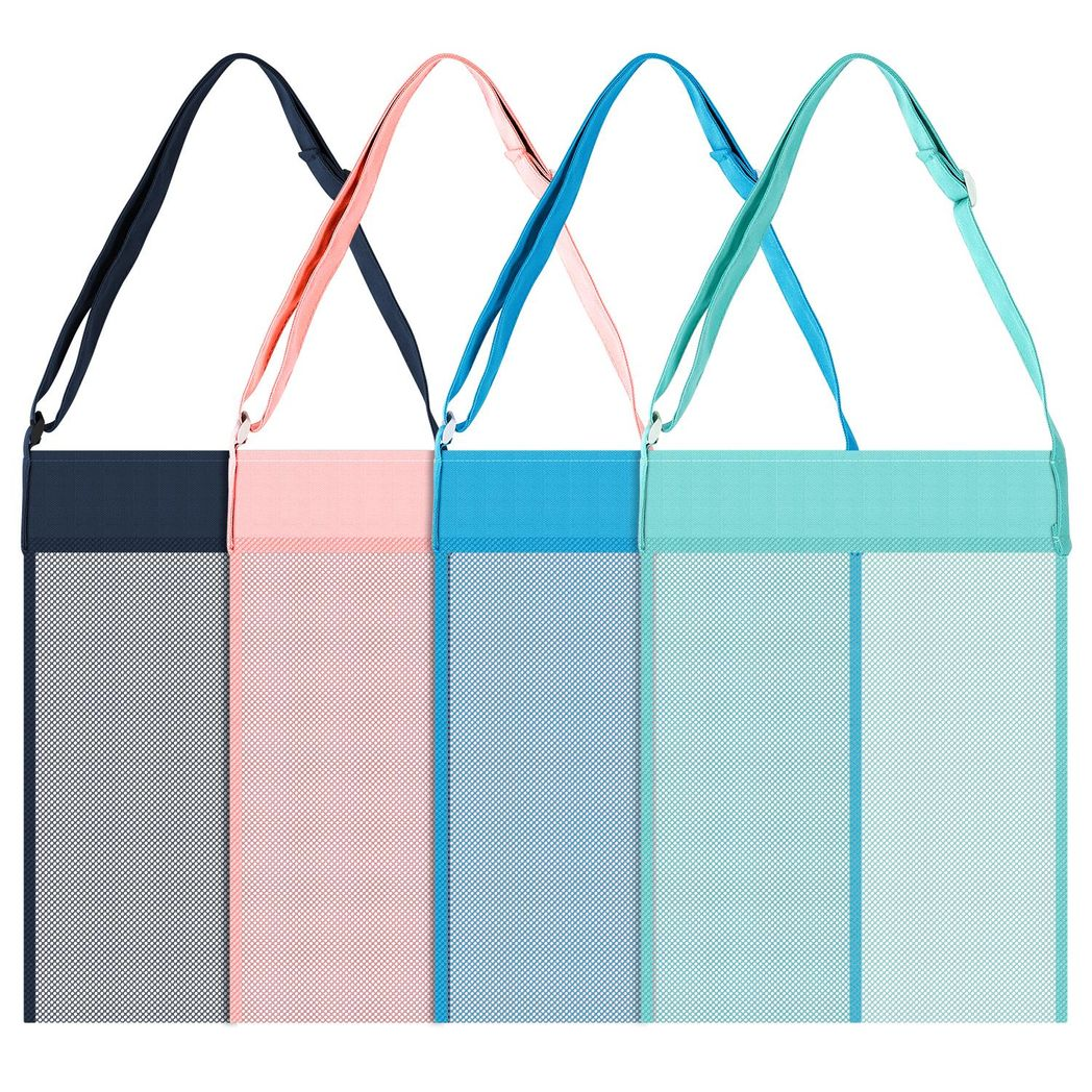 Vinsani Set of 4 Mesh Beach Bags with Sand-Shedding Design – Durable Beach Gear for Family Days Out