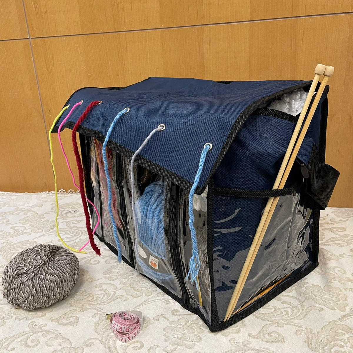 Avilo Knitting Organiser – Tidy Yarn and Needle Storage for Knitters, Navy