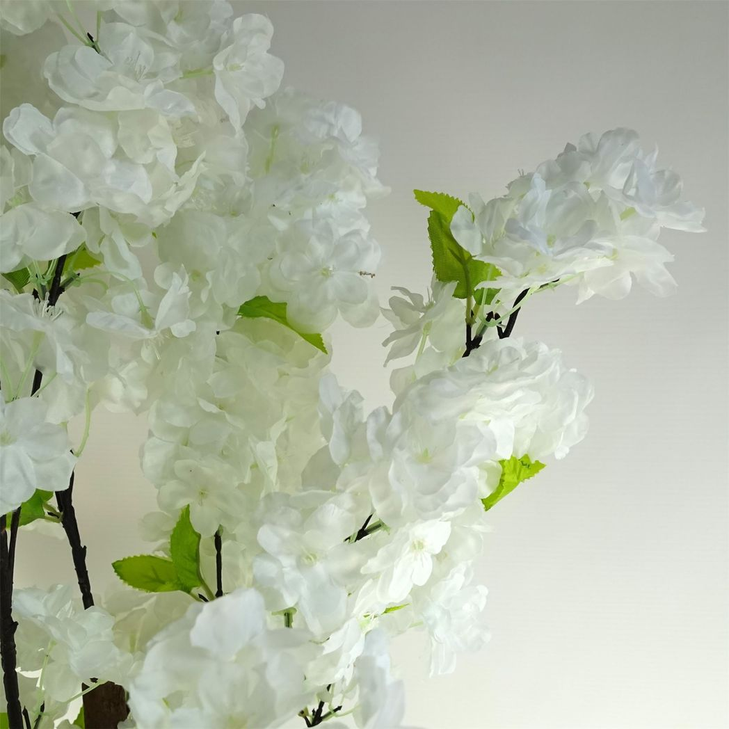 Botanik UK Artificial White Cherry Blossom Tree, 150cm – Fully Assembled Faux Blossom Tree in Pot