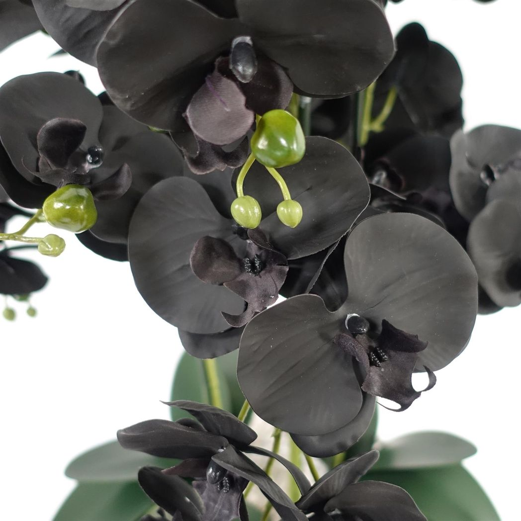 60cm Artificial Black Orchid – Gold Ceramic Planter