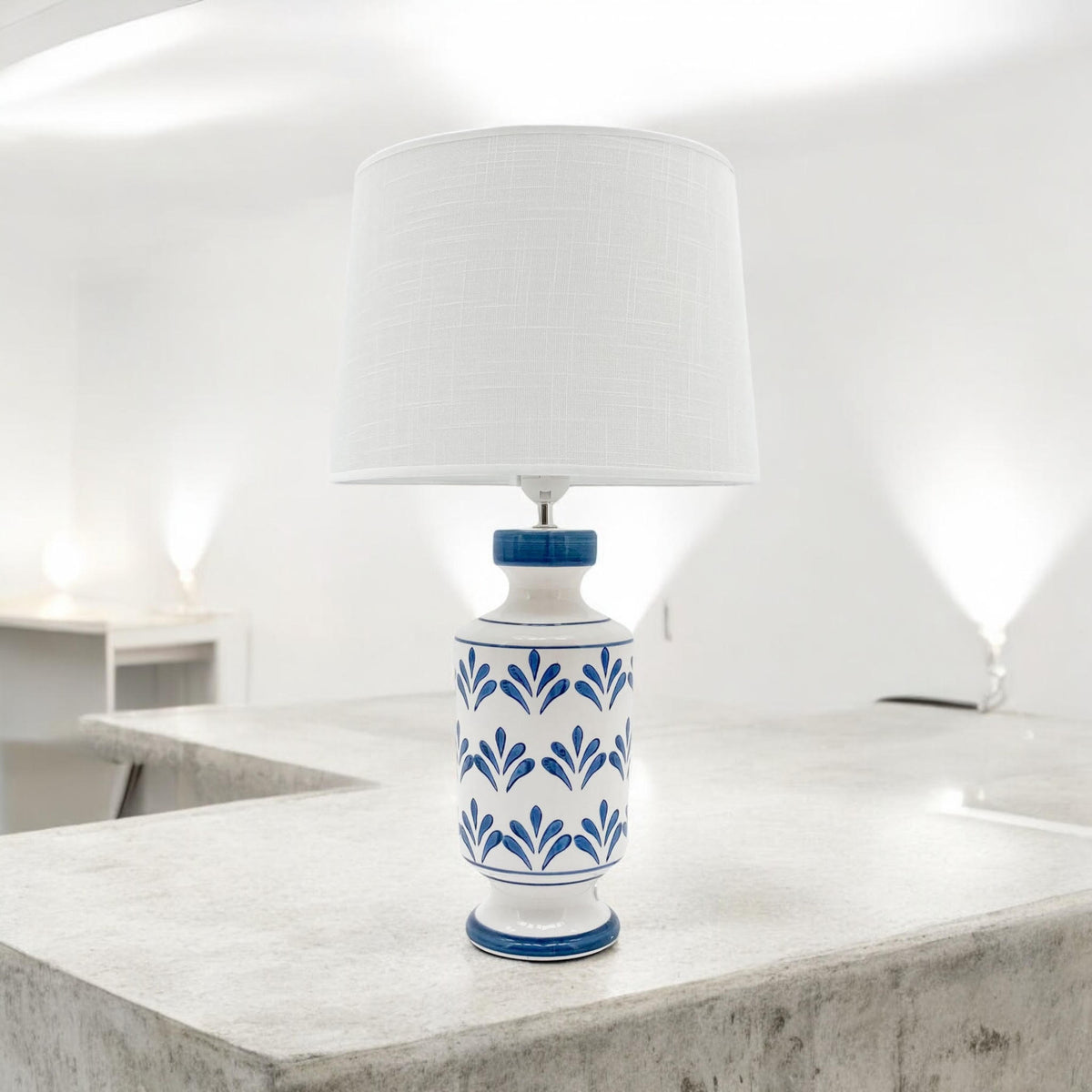 Oriental Floral Ceramic Table Lamp with Drum Shade – 37/50cm Bedside & Accent Lighting