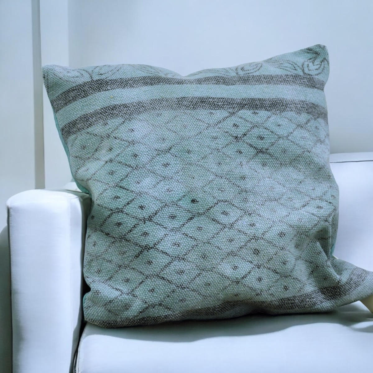 Luxury Stone Washed Green Cushion Cover, 50 x 50cm