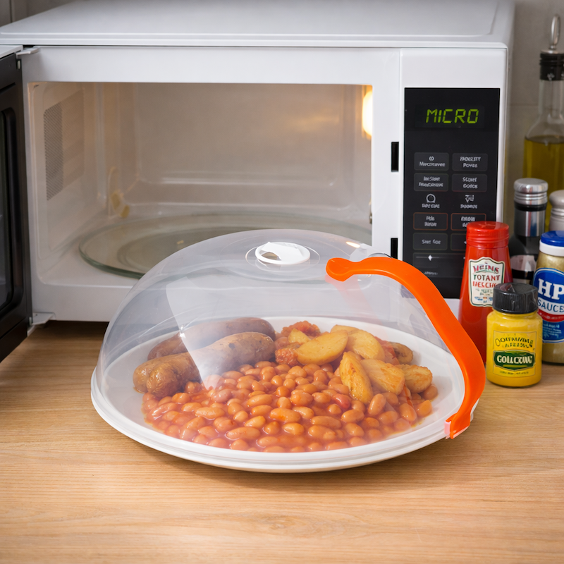 Avilo Microwave Splatter Guard in BPA-Free Polypropylene with Stem Vent and Handle – Clear View Food Cover