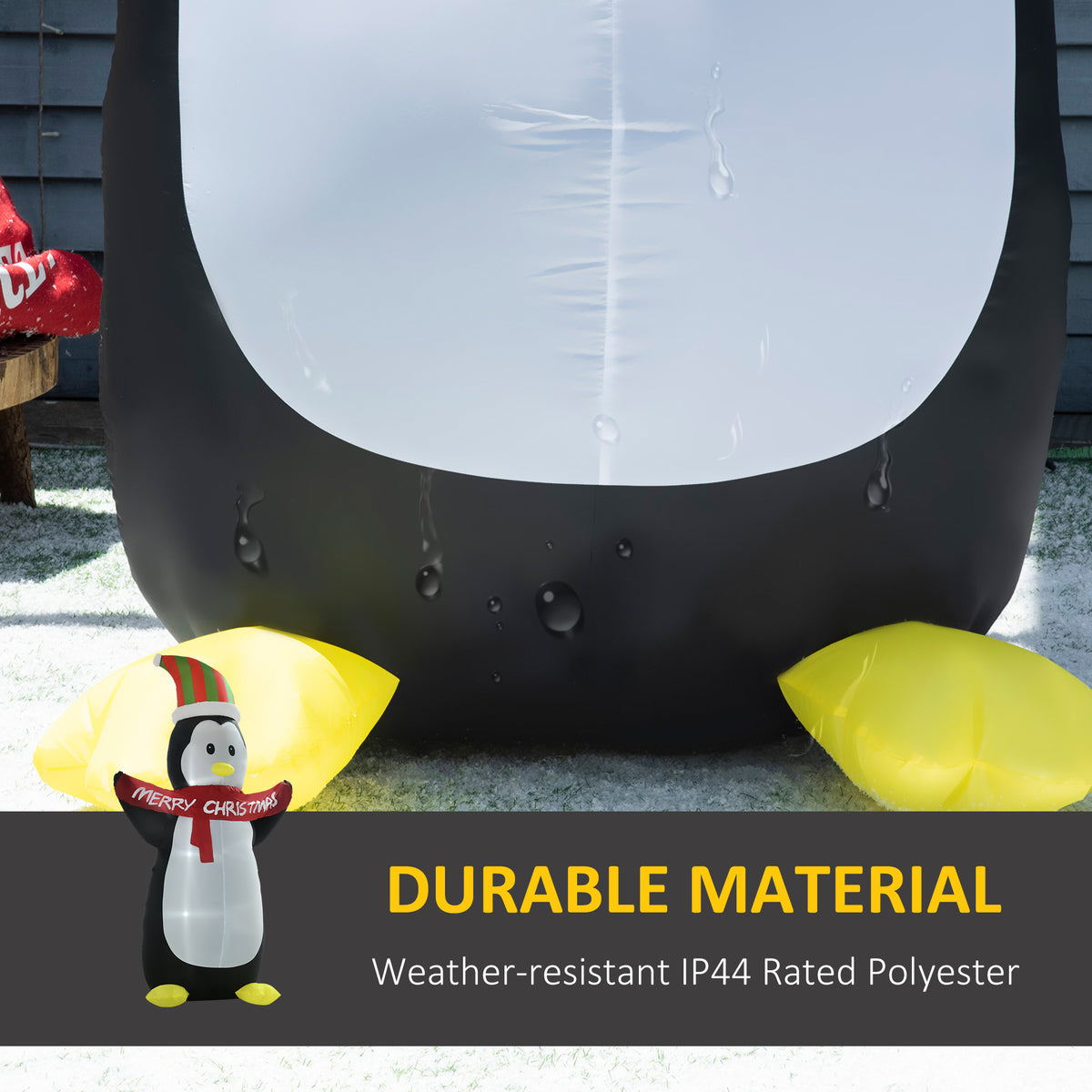 HOMCOM 8ft Inflatable Penguin with Christmas Banner
