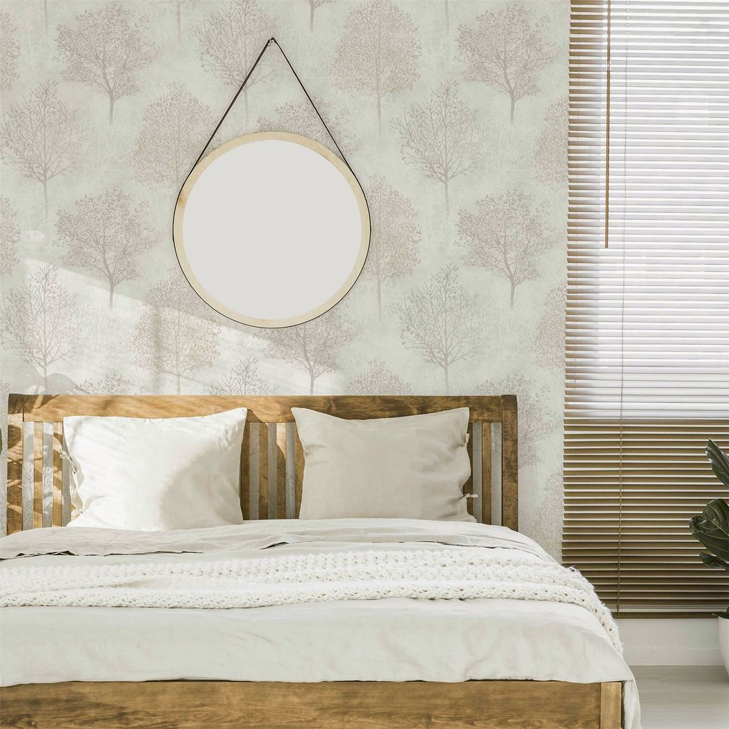 Arthouse Wonderland Woodland Vinyl Wallpaper with Glitter Finish – Textured Hardwearing Design, Natural