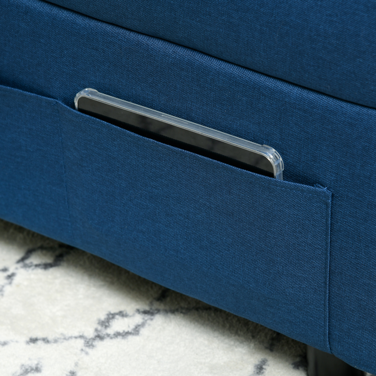 HOMCOM Folding Single Sofa Bed with Adjustable Backrest & Pillow – Space-Saving Guest Bed, Blue