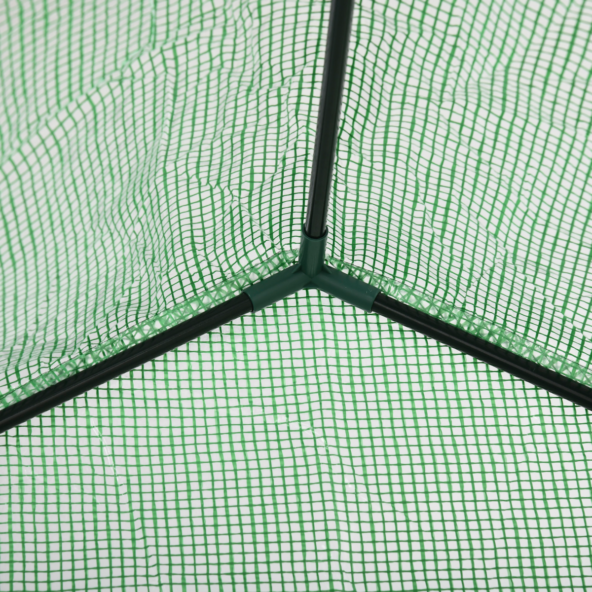 Outsunny Walk-In Greenhouse with 2 Tier Shelves, Roll-Up Zipped Door & PE Cover, 141 x 72 x 191cm – Green