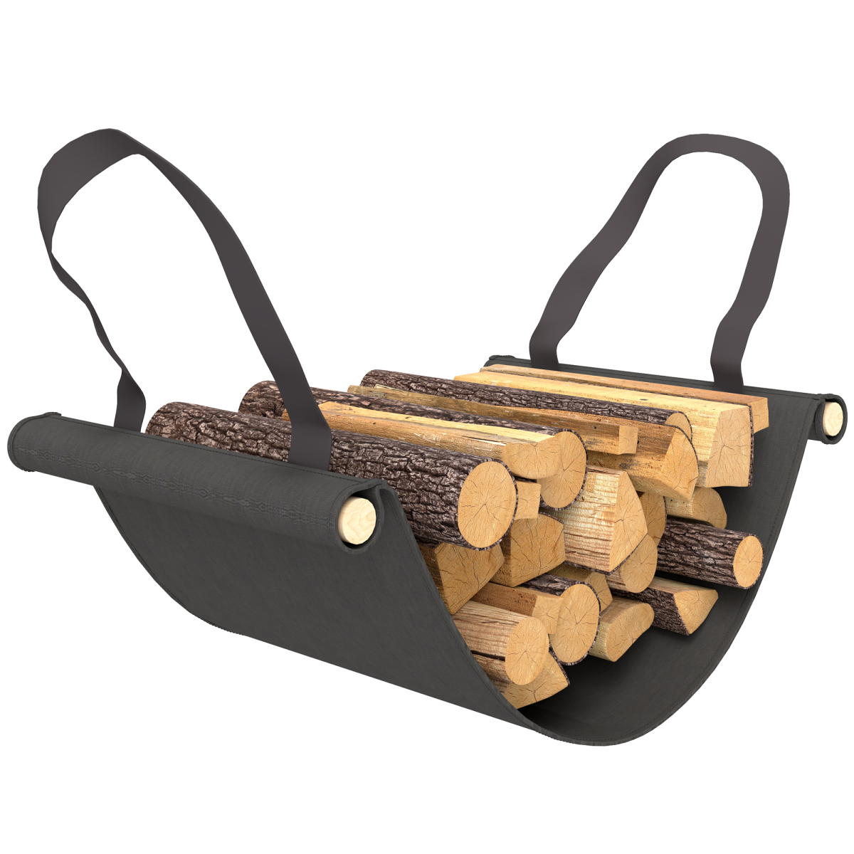 Outsunny 4ft Firewood Rack with Canvas Carrier & Oxford Cover, 0.33m³ Capacity – Metal Log Storage, Black