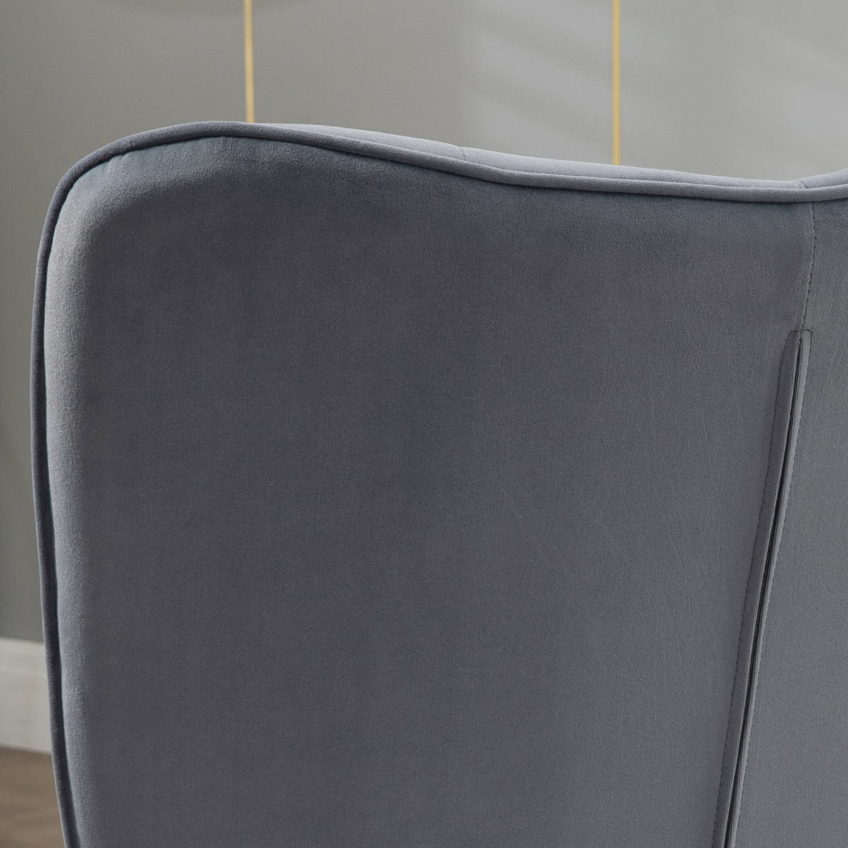 HOMCOM Button-Tufted Armchair & Footstool Set with Gold-Tone Steel Legs – Living Room Seating, Dark Grey