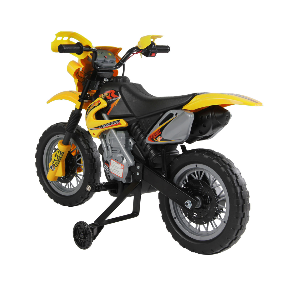 Kids Electric Ride-On Motorbike with Headlights, Music & Horn – Motocross Style Toy Motorcycle for Ages 3-6, Yellow