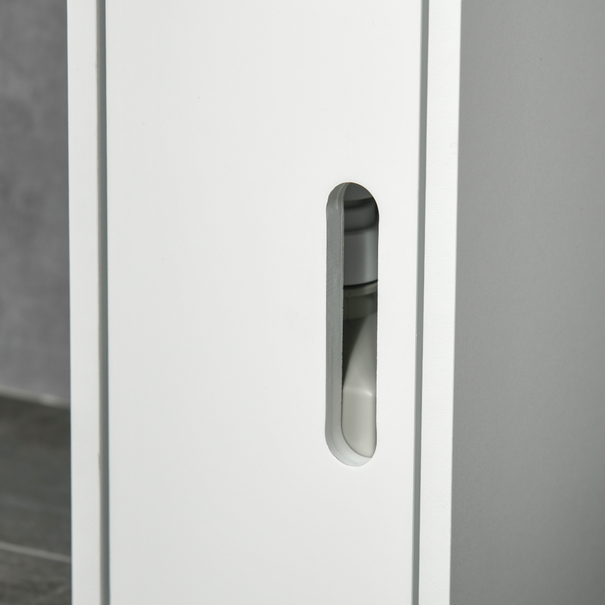 kleankin Freestanding Bathroom Cabinet with 3 Open Shelves and 3 Cupboards – Slim Storage, White