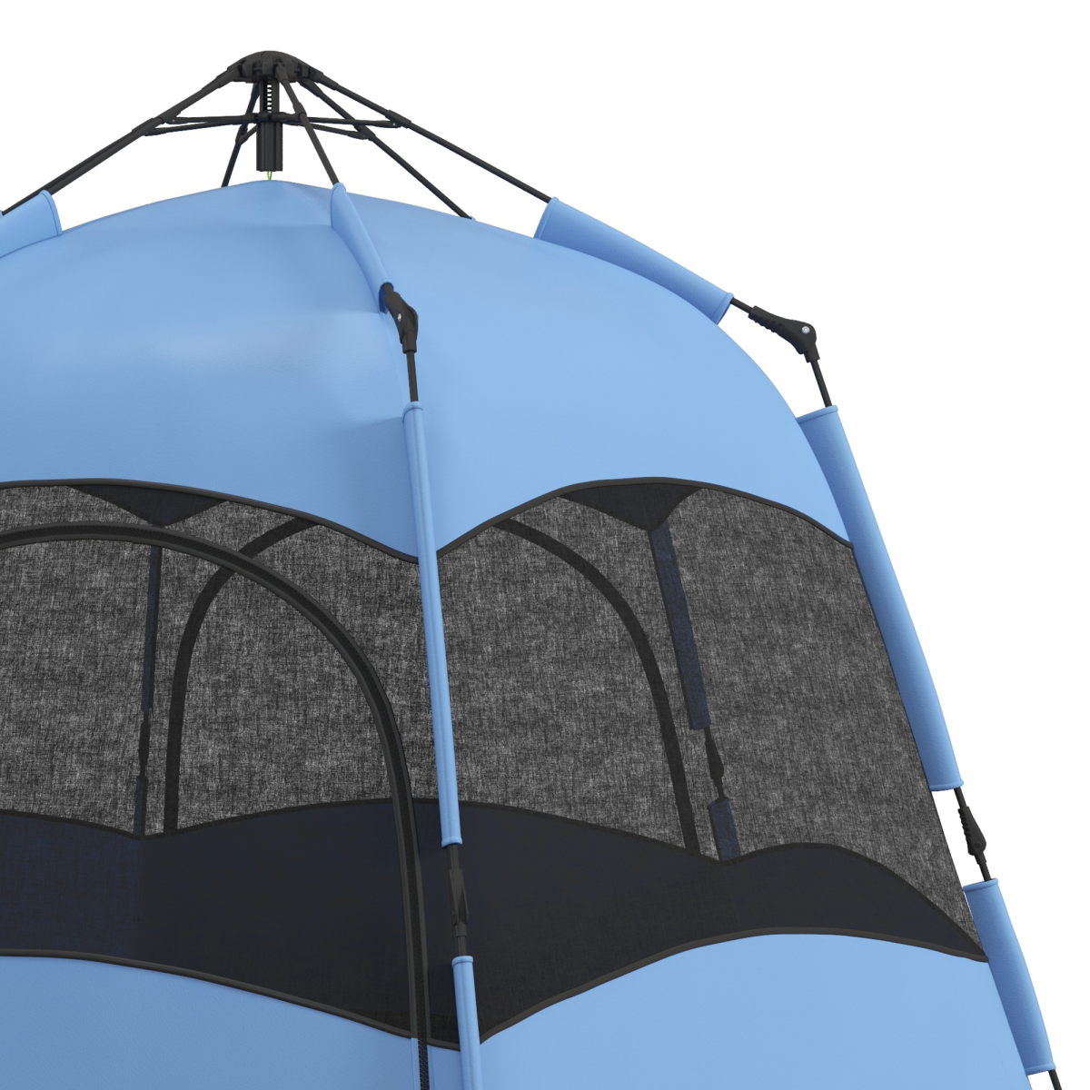Outsunny 4 Person Pop Up Tent with 2 Doors & Mesh Windows – Camping & Festival Shelter, Blue and Black