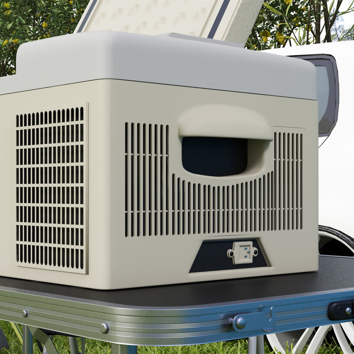 Outsunny 16L Car Fridge Freezer with 12/24V DC & 100-240V AC – Portable Compressor Cooler for Travel, Khaki