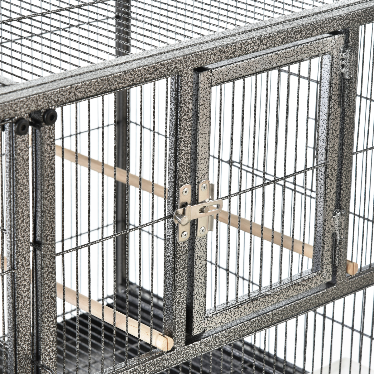 Large Rolling Bird Cage with Stand, 4 Perches and Food Bowls – Divisible Aviary for Finches and Canaries