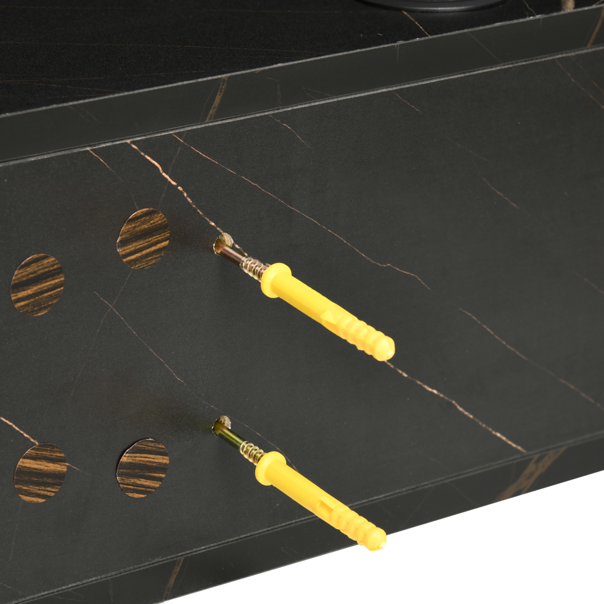Floating Wall-Mounted TV Unit with Storage Shelves and Cable Management – Media Console, Black