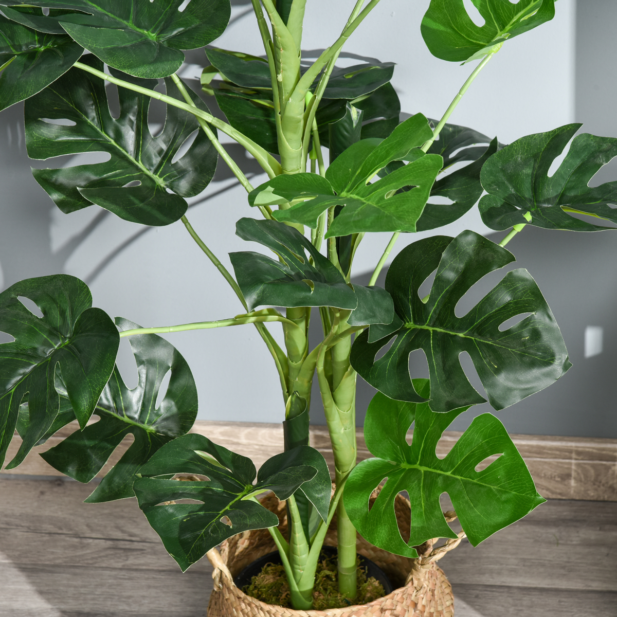Outsunny Artificial Monstera Tree with 21 Bendable Leaves and Pot – Indoor Outdoor Palm Plant, 1m