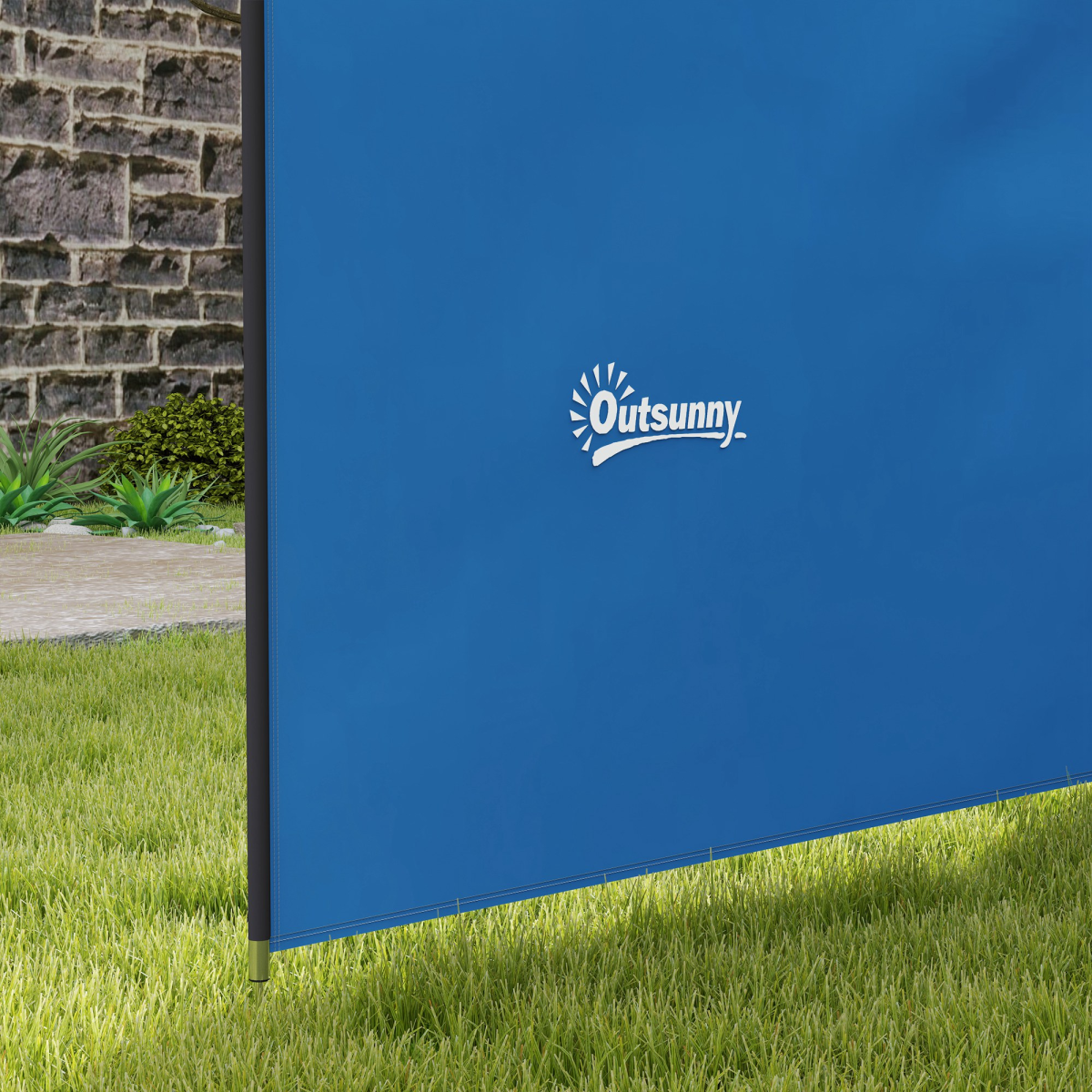 Outsunny Camping Windbreak with Steel Poles & Carry Bag – Portable Wind Blocker Privacy Wall, 540 x 150cm, Blue