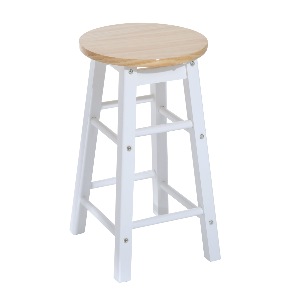3-Piece Wooden Kitchen Cart with 2 Folding Stools, Drawers & Castor Wheels – Breakfast Bar Set for Small Kitchens