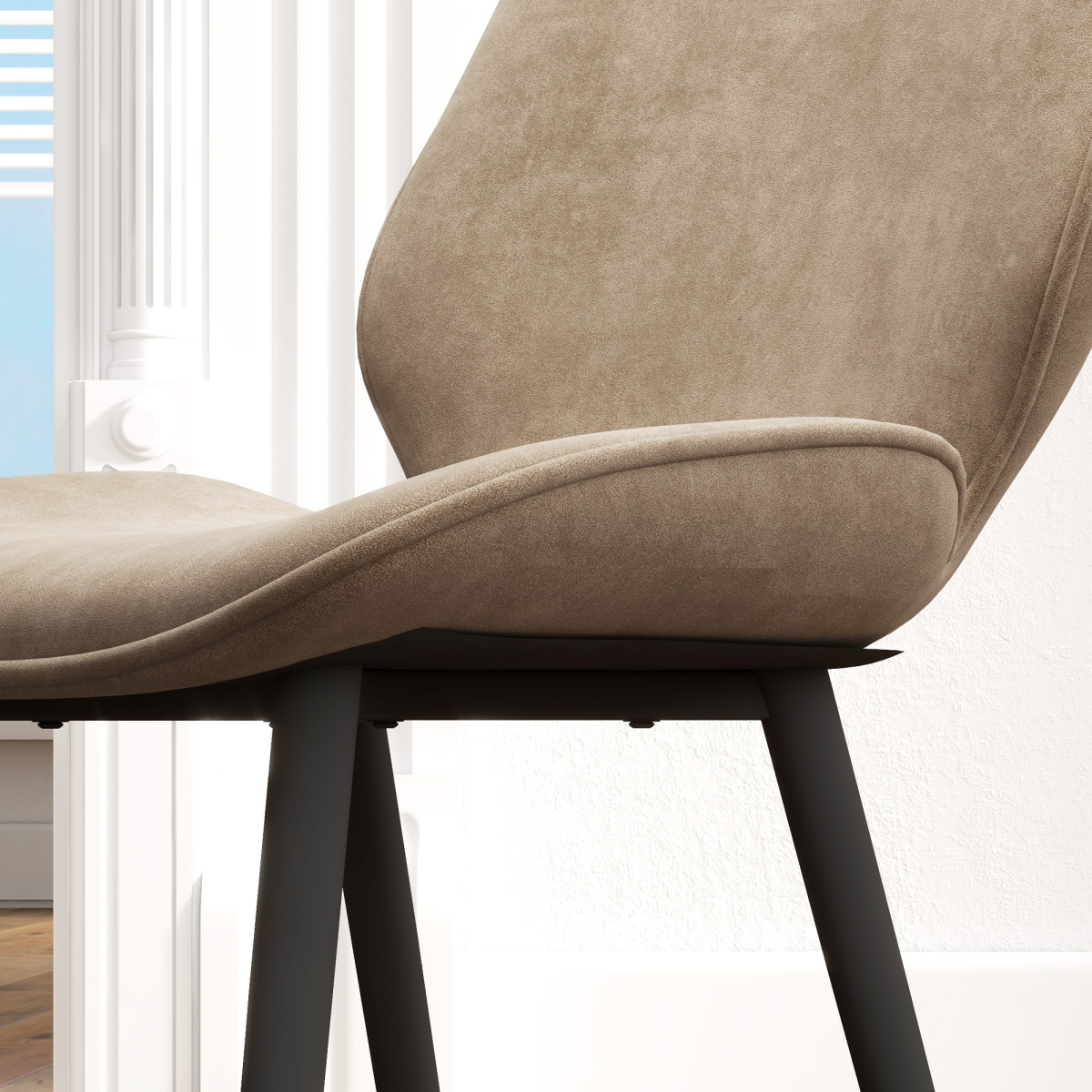 HOMCOM Upholstered Dining Chairs Set of 2 with Padded Seat & Metal Legs – Brown