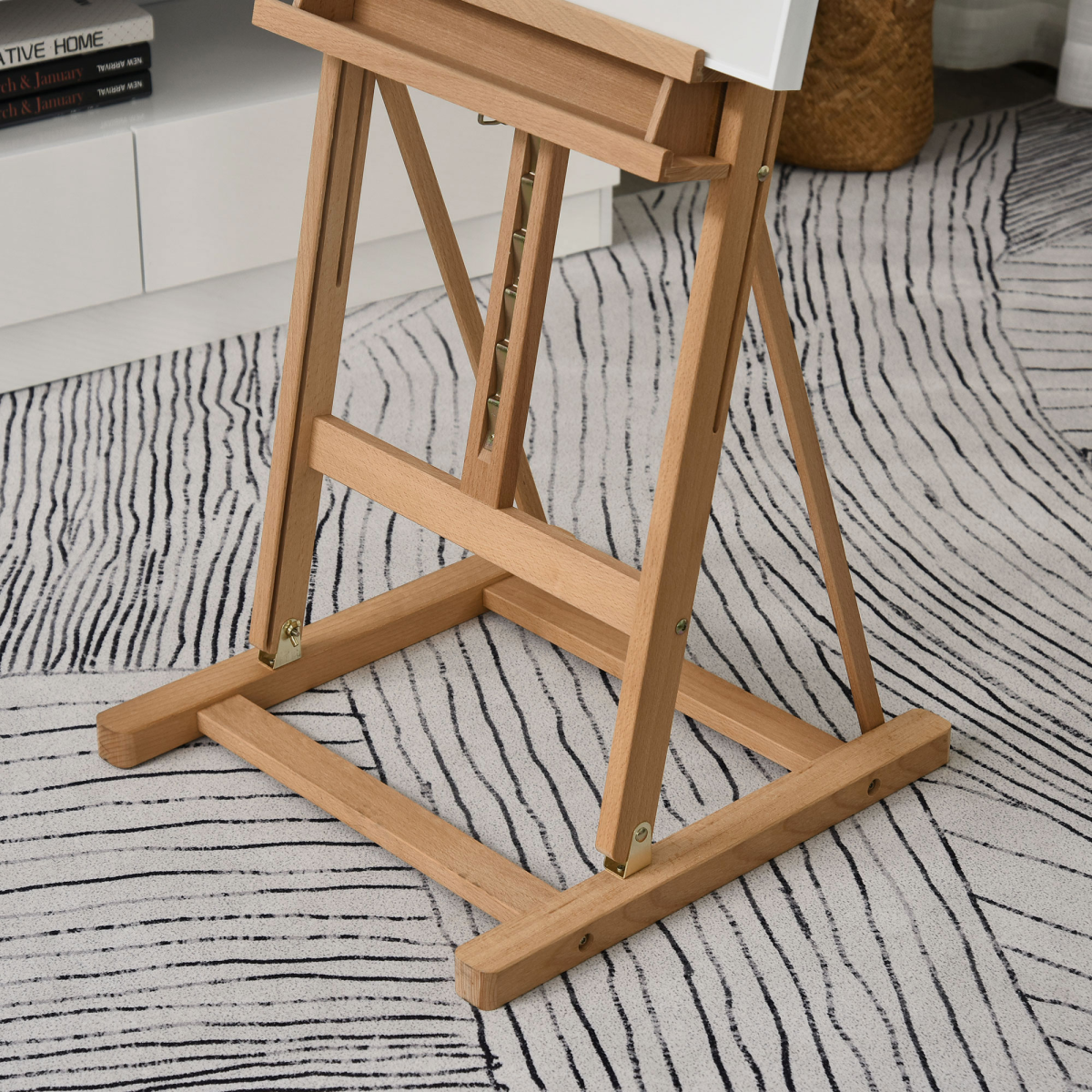 Vinsetto H-Frame Studio Easel with Height-Adjustable Canvas Holder and Storage Tray – Beech Wood Artist Easel