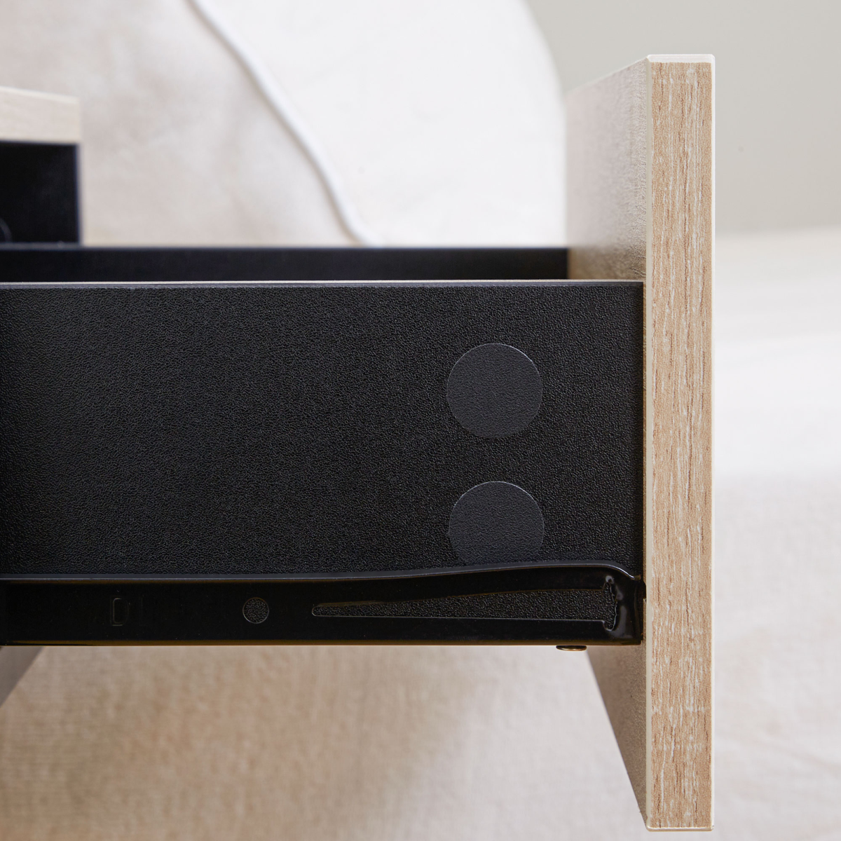 HOMCOM Floating Bedside Tables Set of 2 with Drawer and Open Shelf – Modern Nightstands, Oak and Black