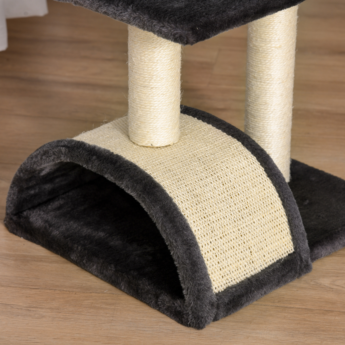Pawhut Three-Tier Cat Tree with Sisal Scratching Posts and Hanging Ball – Plush Indoor Activity Centre, Grey