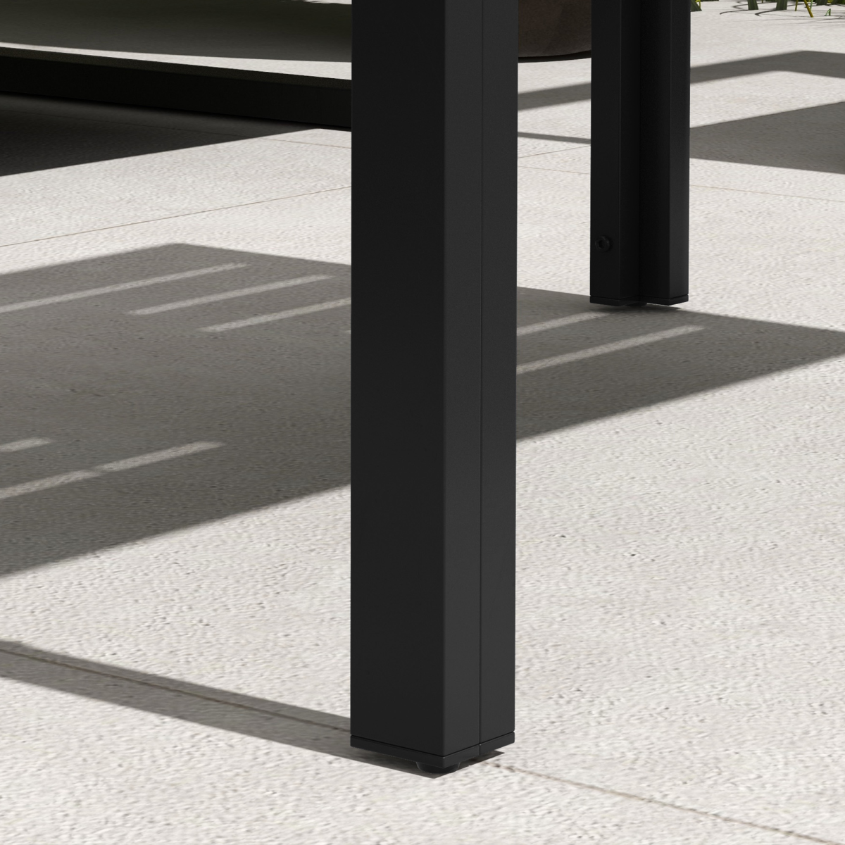 Outsunny Outdoor Side Table with Slatted Top & Galvanised Steel Frame – Patio, Balcony & Garden Table, Black