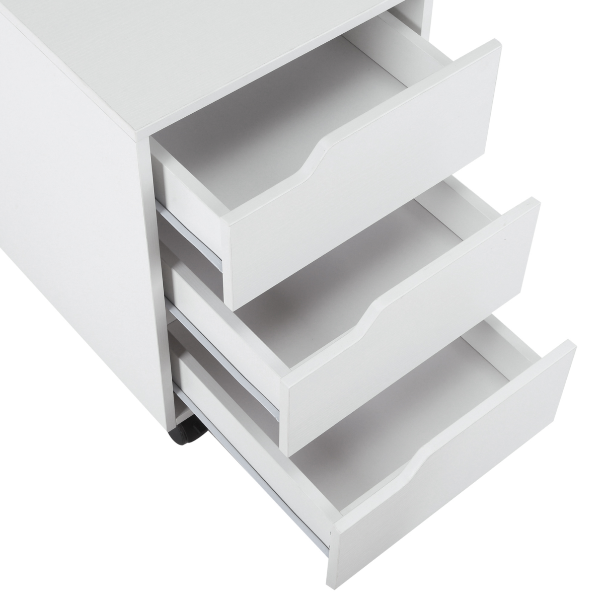 HOMCOM MDF Mobile File Cabinet with 3 Sliding Drawers and Locking Wheels – Home Office Storage, White