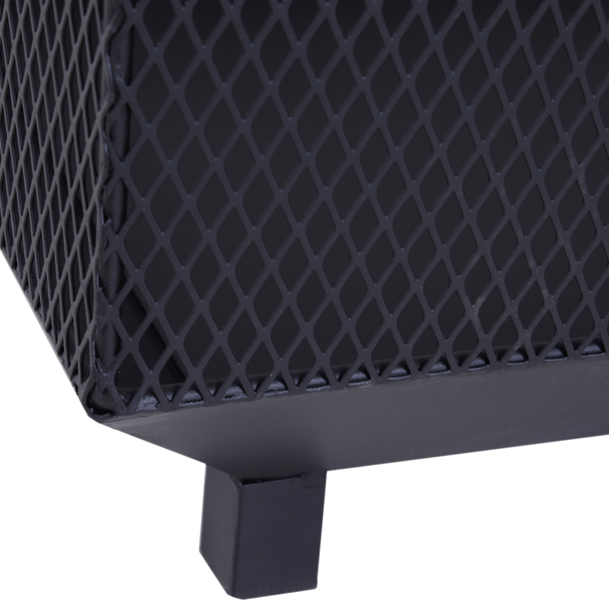 Outsunny Square Steel Fire Pit with Poker – Wood & Charcoal Burning Garden Patio Heater, Black