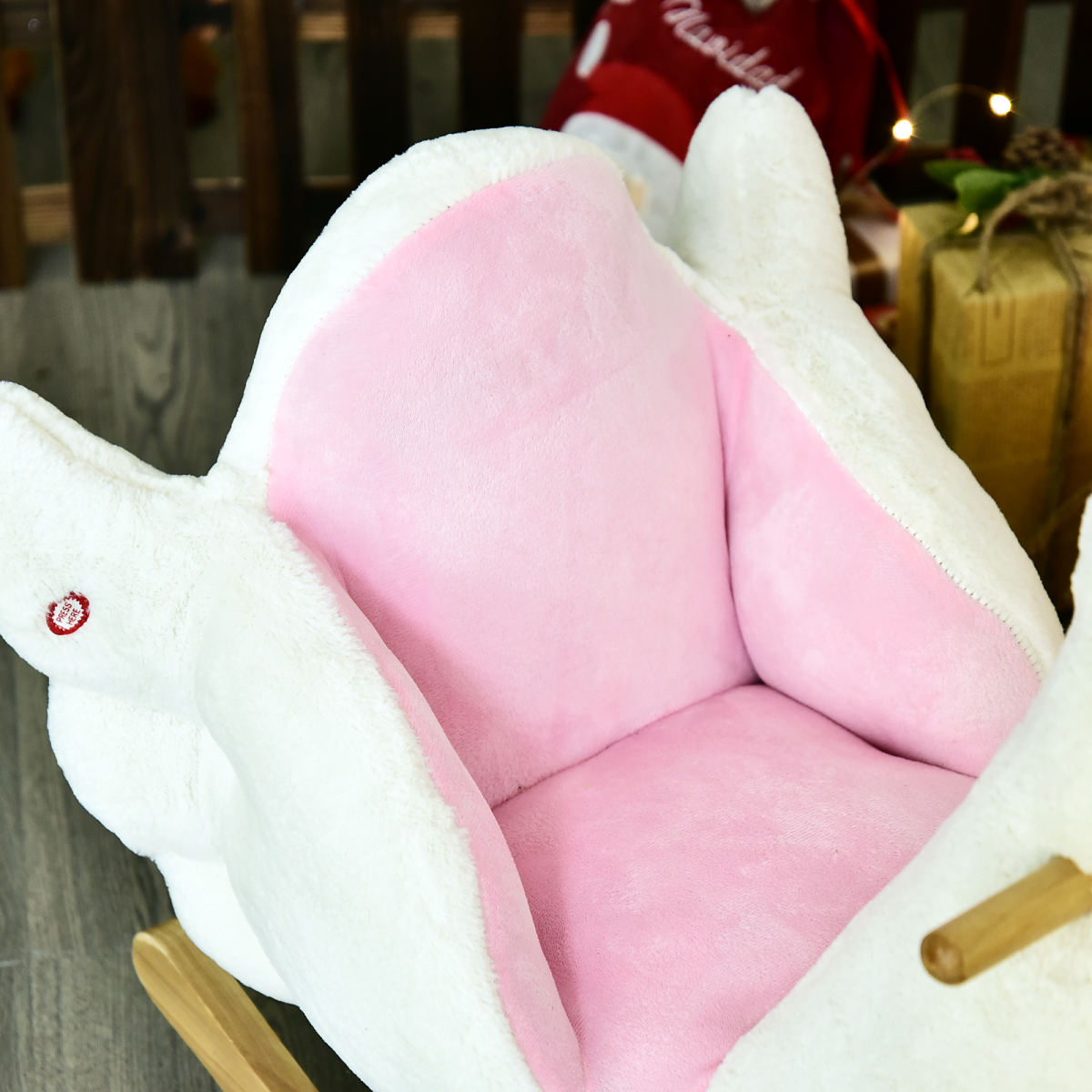 HOMCOM Kids Ride-On Rocking Swan with Music and Safety Seat – Plush Toddler Rocker, 18 Months+