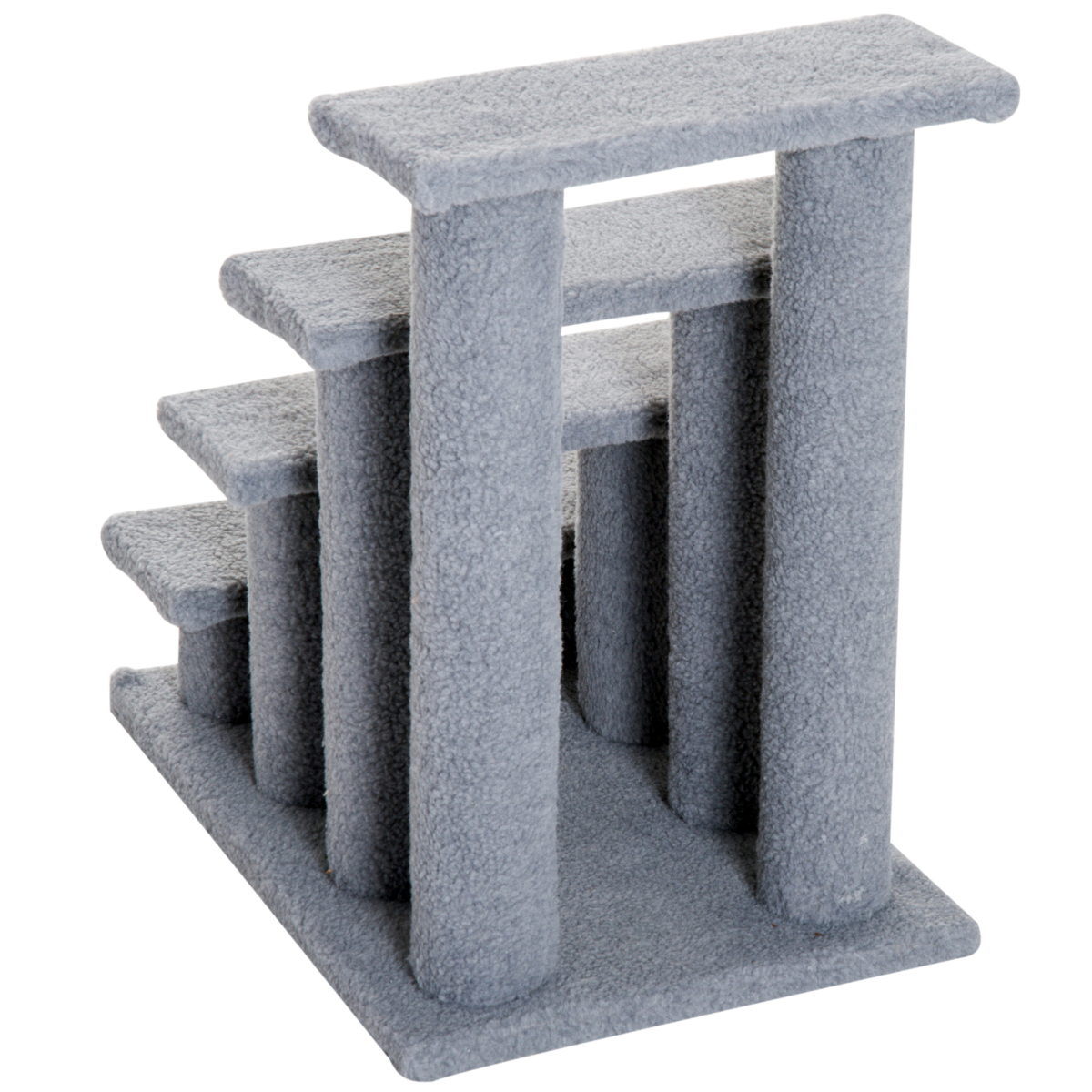 Pawhut 4-Step Pet Ramp Stairs with Faux Fur Cover – Safety Climbing Steps for Cats and Dogs, Grey