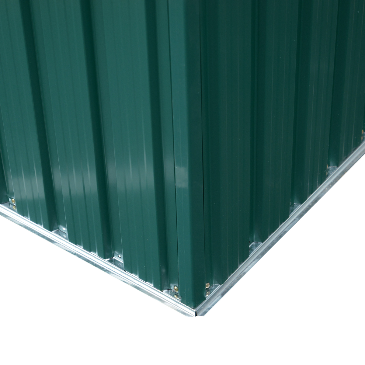 Outsunny Pent Roof Metal Garden Shed with Foundation & Sliding Door, 260 x 133 x 200cm – Green