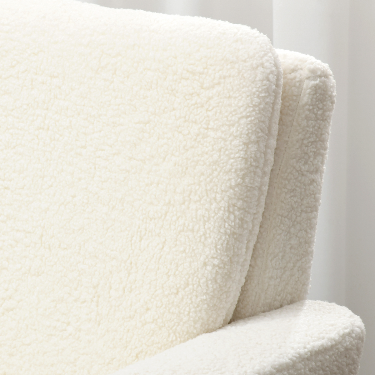 HOMCOM Teddy Fleece Wide Seat Accent Armchair with Solid Wood Frame & Rubberwood Legs – Living Room Chair, Cream