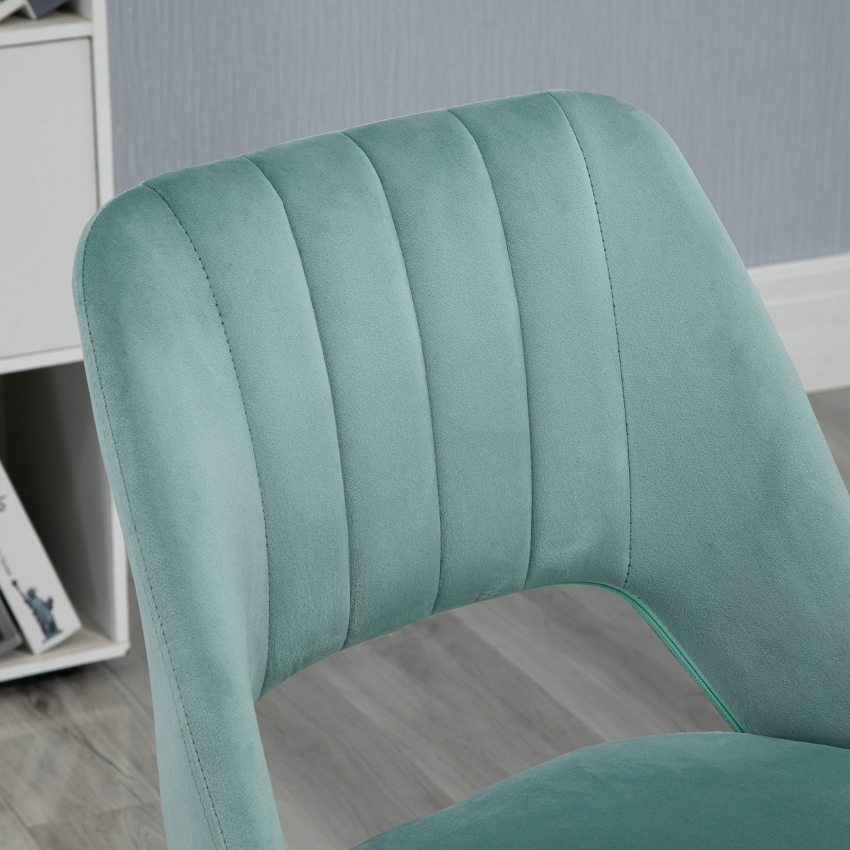 Vinsetto Swivel Office Chair with Velvet-Feel Upholstery, Scallop Shape & High Back – Home Desk Chair, Green