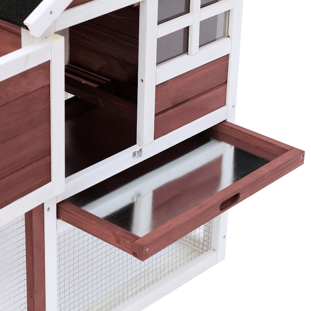 Pawhut 122cm Wooden Rabbit Hutch with Ramp and Slide-Out Tray – Fir Wood Small Animal House