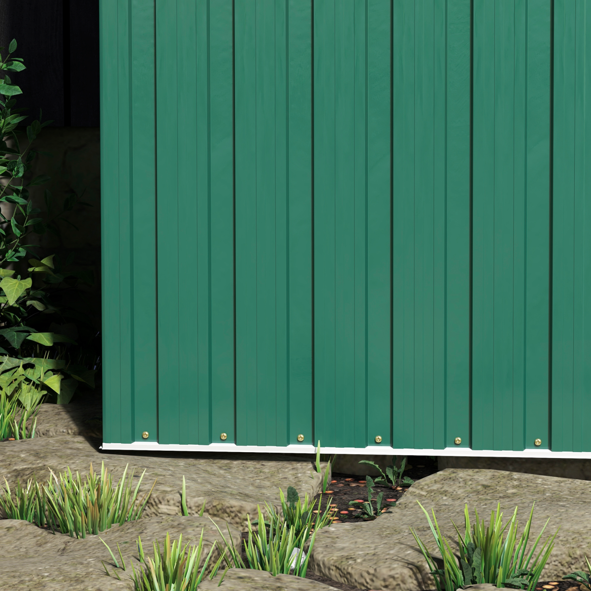Outsunny 5 x 3ft Galvanised Steel Garden Shed with Sliding Door and Sloped Roof – Tool Storage, Green