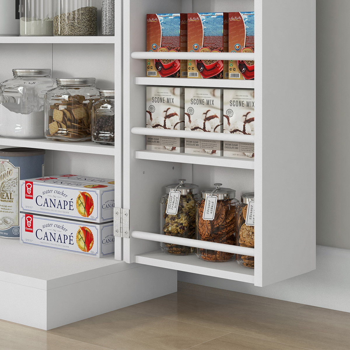 HOMCOM Kitchen Pantry Cupboard with Double Doors, 5-Tier Shelves & 12 Spice Racks – Adjustable Storage, White