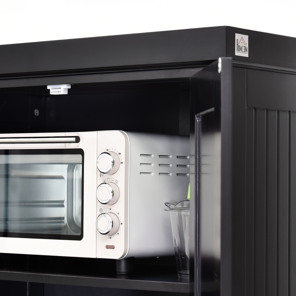 Freestanding Kitchen Storage Cabinet with Drawers, Cupboards & Adjustable Shelves – Open Appliance Space, Black