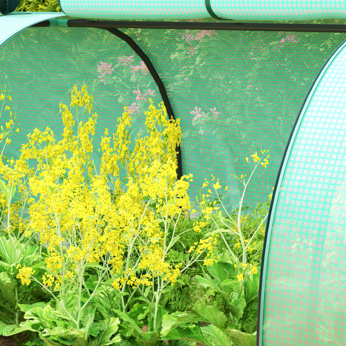 Outsunny Tunnel Greenhouse with Steel Frame & Zipped Doors, 395 x 100 x 80cm – Plant Protection, Green