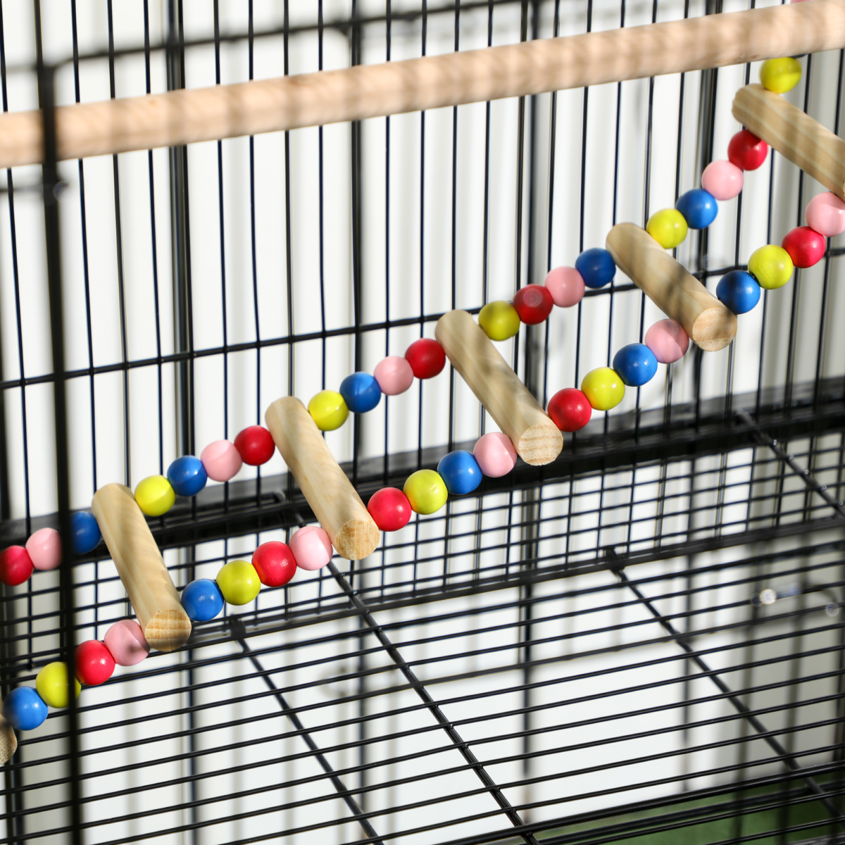 PawHut Bird Cage with Stand, Wheels, Toys & Swing – Steel Cage for Budgies, Finches, Canaries & Parakeets